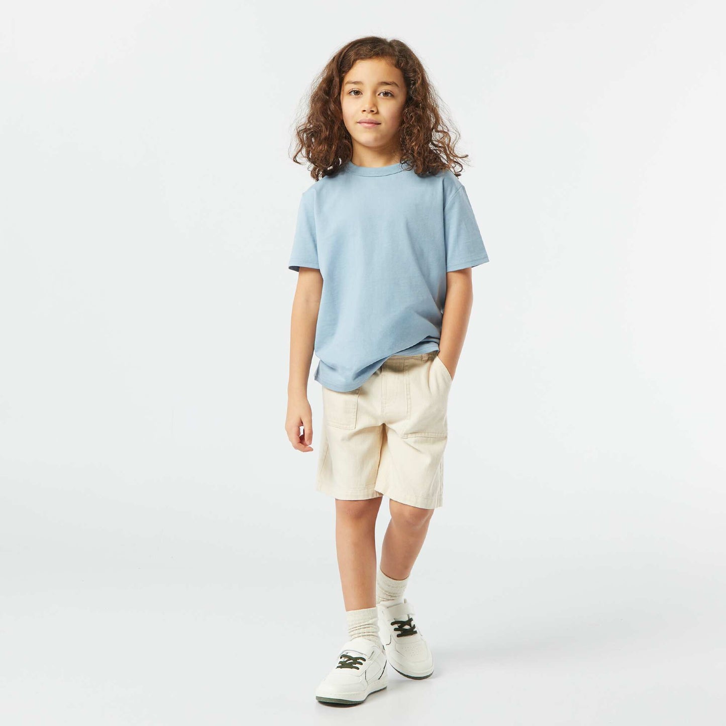 T-shirt basique à manches courtes et col rond BLEU