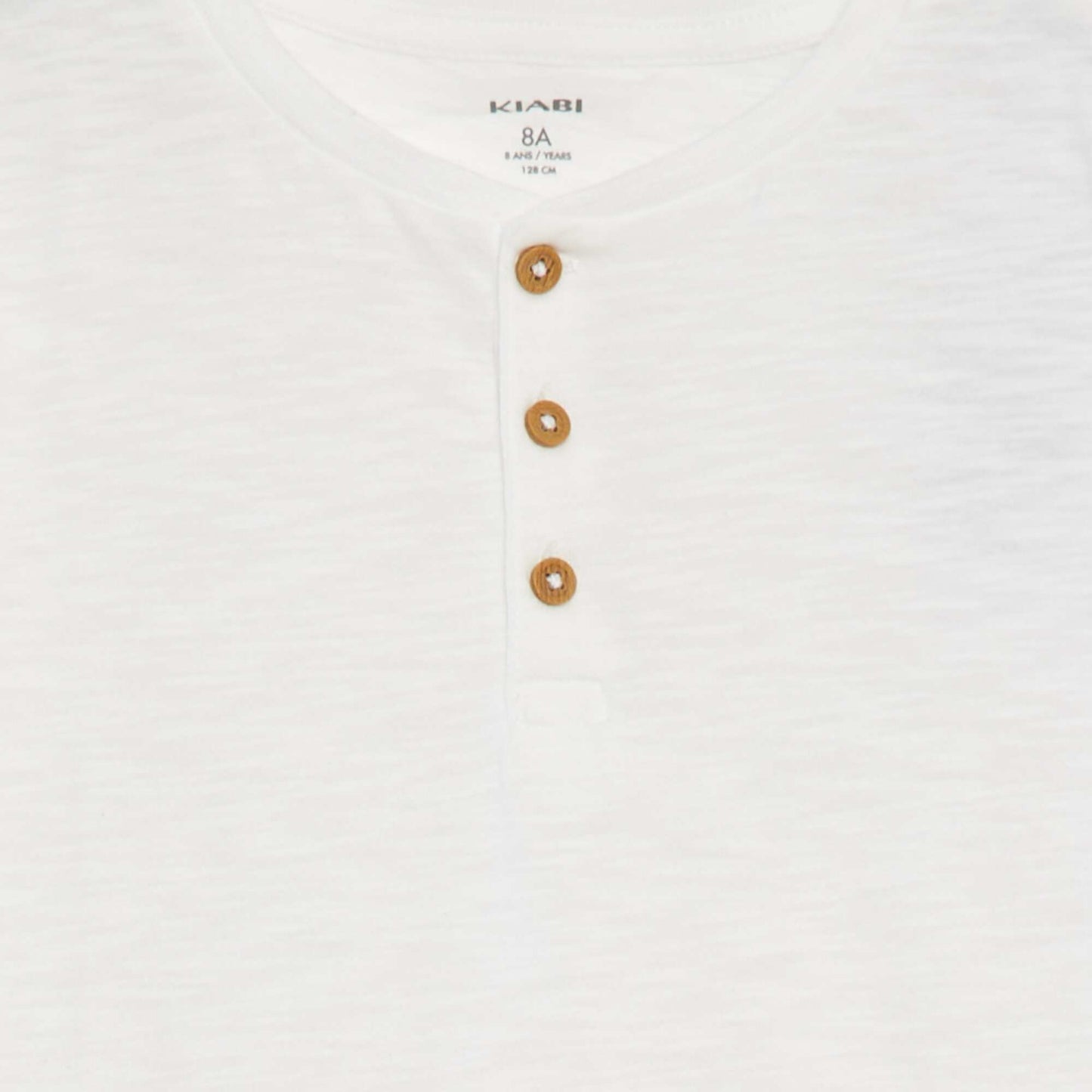 T-shirt col tunisien manches courtes BLANC