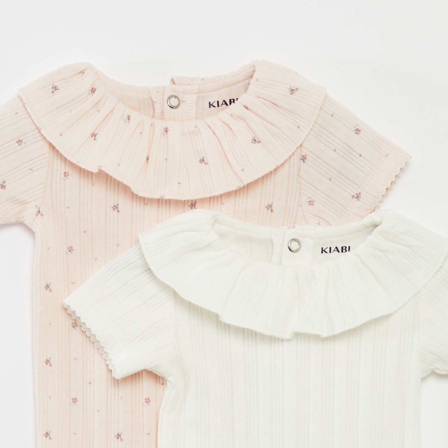 Lot de 2 bodies en pointelle avec col fantaisiste ROSE