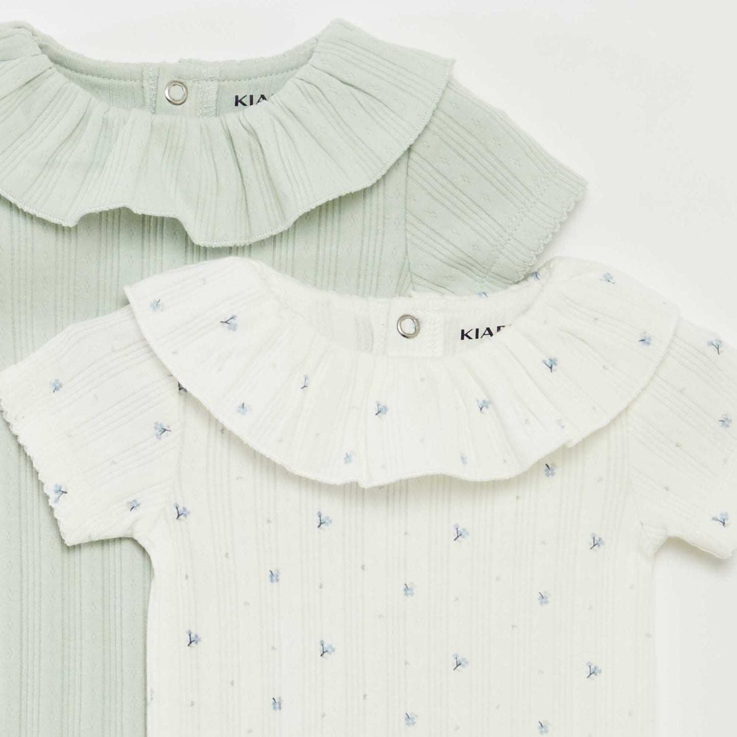 Lot de 2 bodies en pointelle avec col fantaisiste BLANC