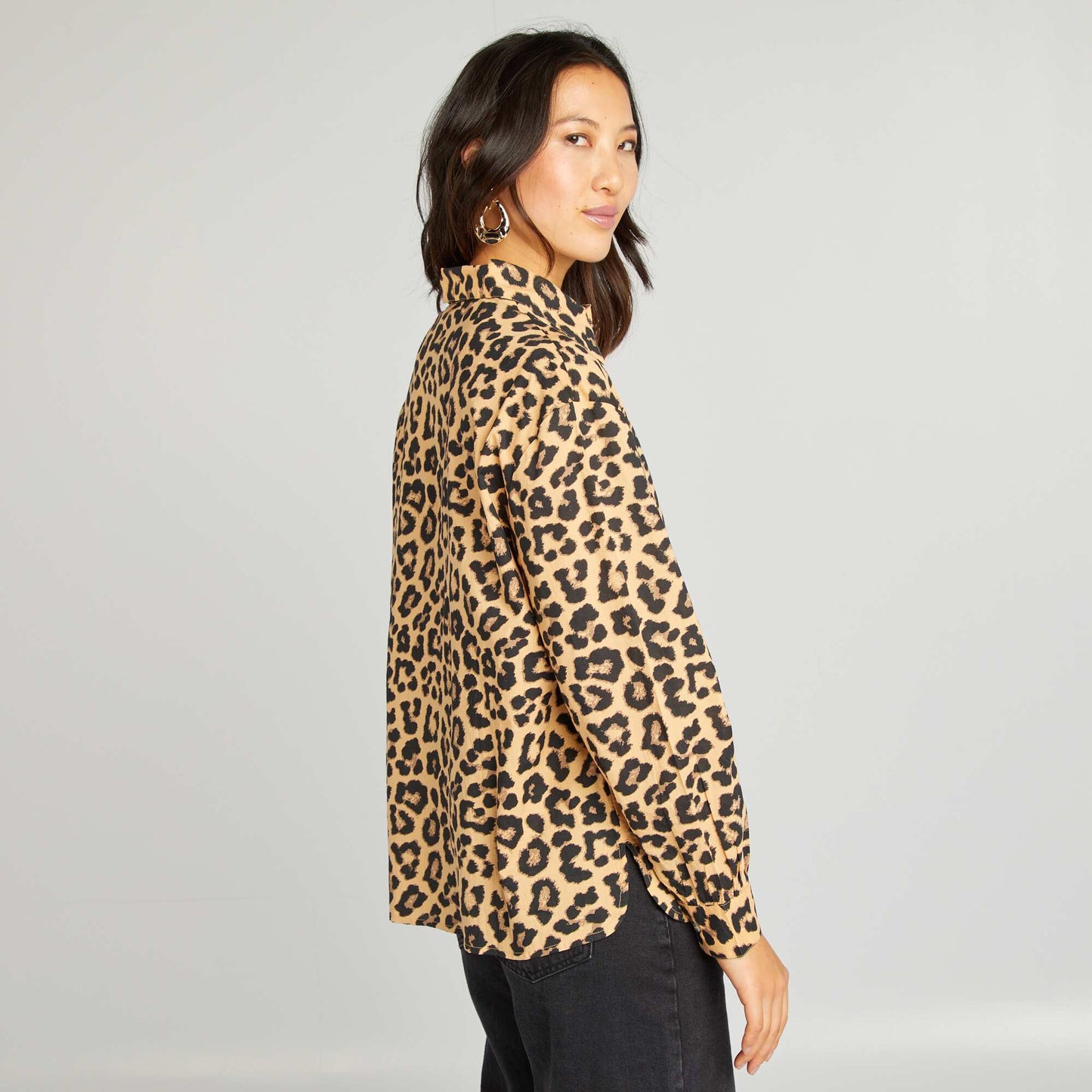Chemise en coton léopard Marron