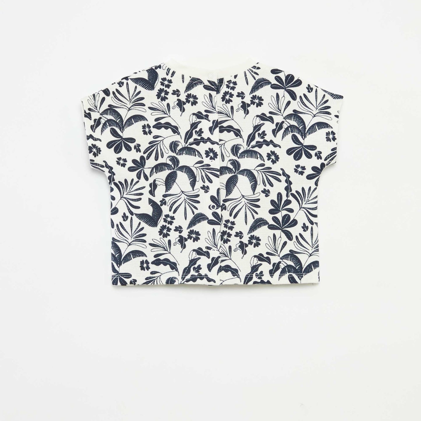 T-shirt en maille gaufrée avec imprimé BLANC