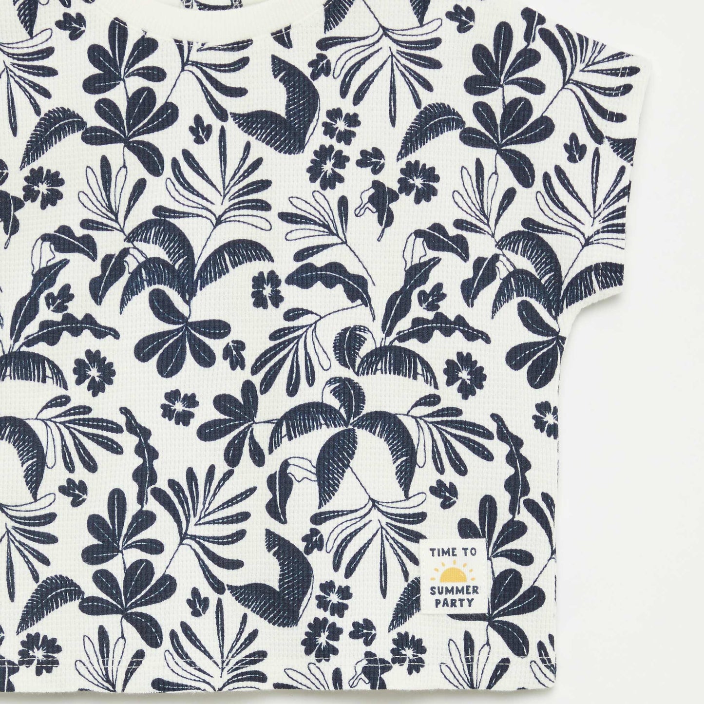 T-shirt en maille gaufrée avec imprimé BLANC