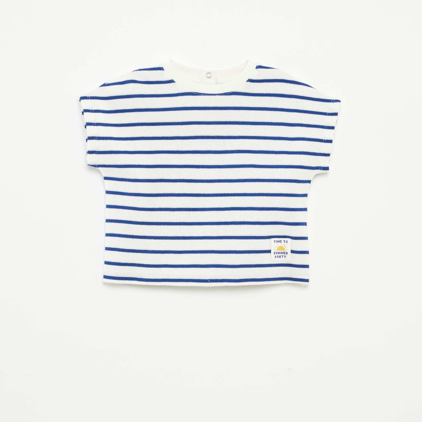 T-shirt en maille gaufrée avec imprimé BLANC