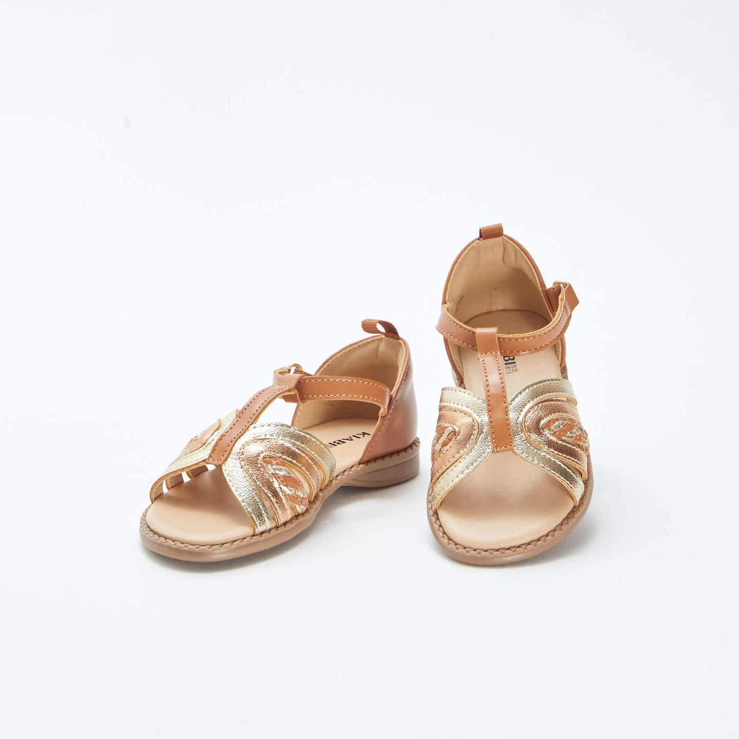 Sandales dorées et cuivrées à scratchs BEIGE