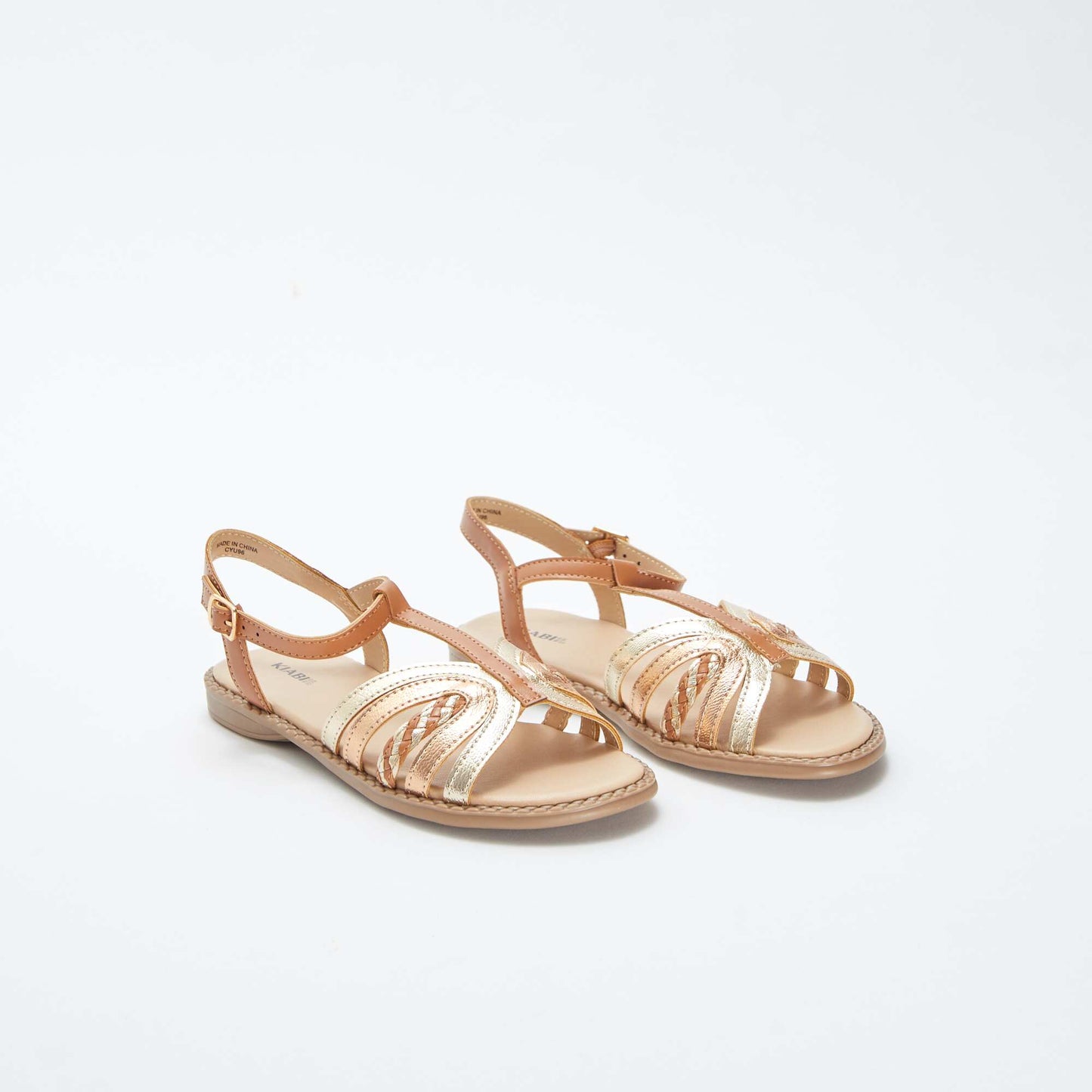 Sandales dorées et cuivrées avec fermetures à boucles BEIGE