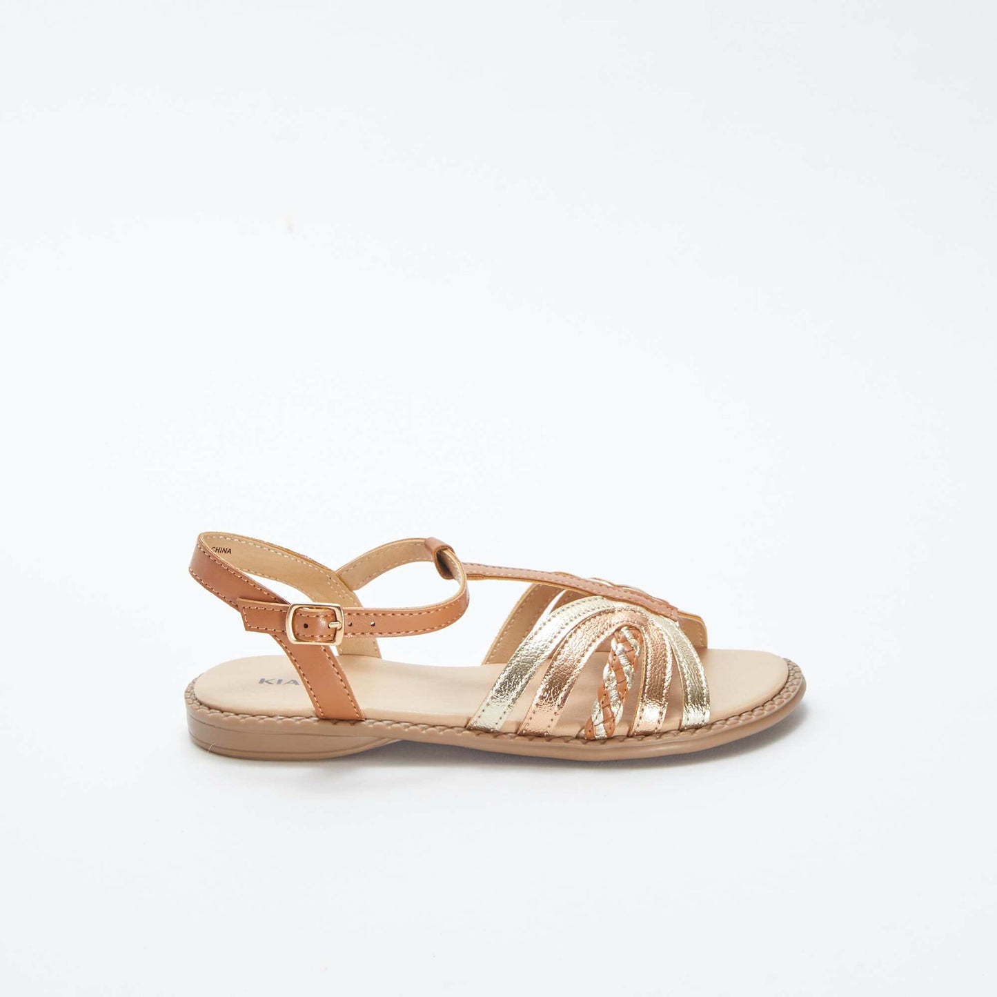 Sandales dorées et cuivrées avec fermetures à boucles BEIGE