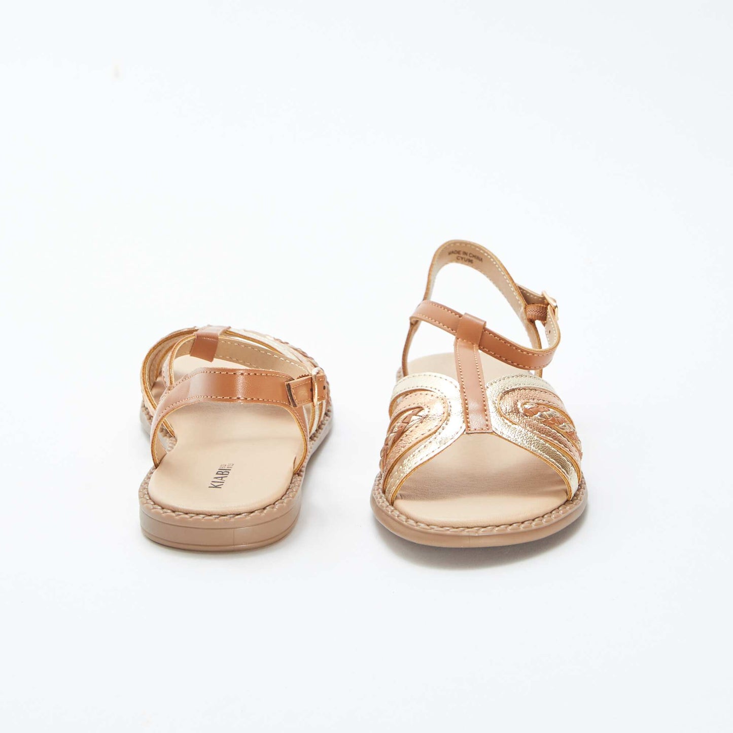 Sandales dorées et cuivrées avec fermetures à boucles BEIGE