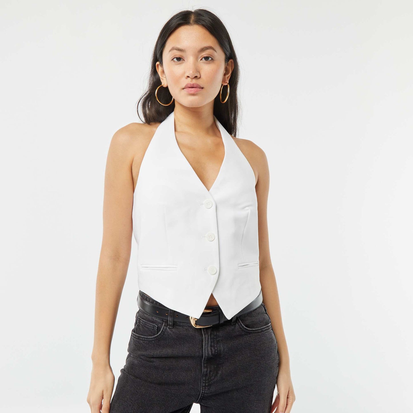 Veste sans manches avec dos ouvert BLANC
