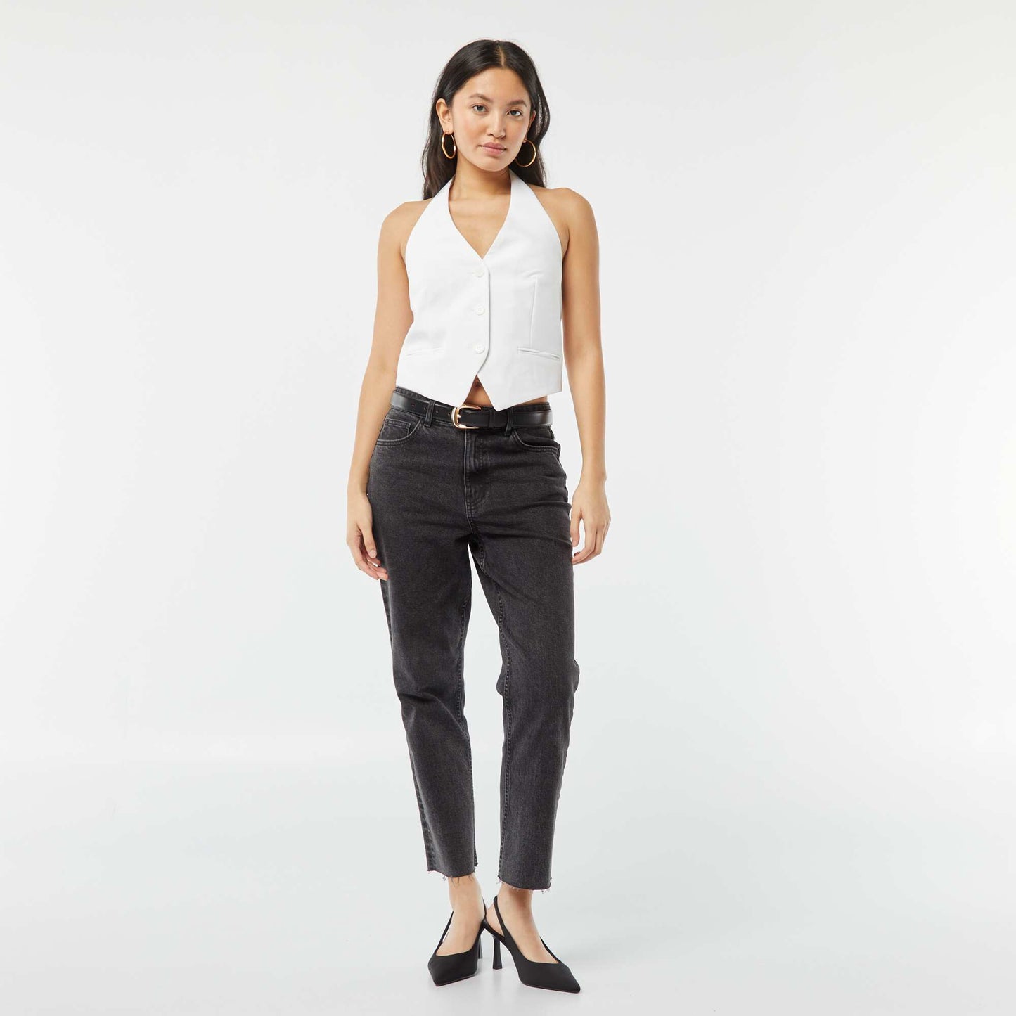 Veste sans manches avec dos ouvert BLANC