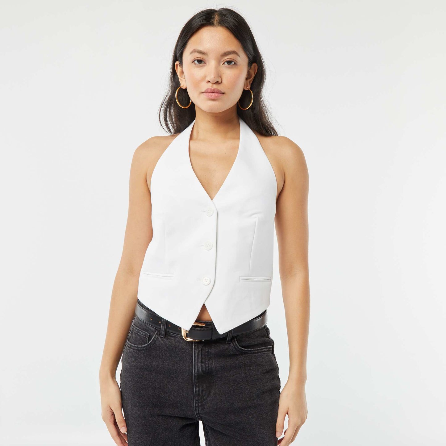 Veste sans manches avec dos ouvert BLANC
