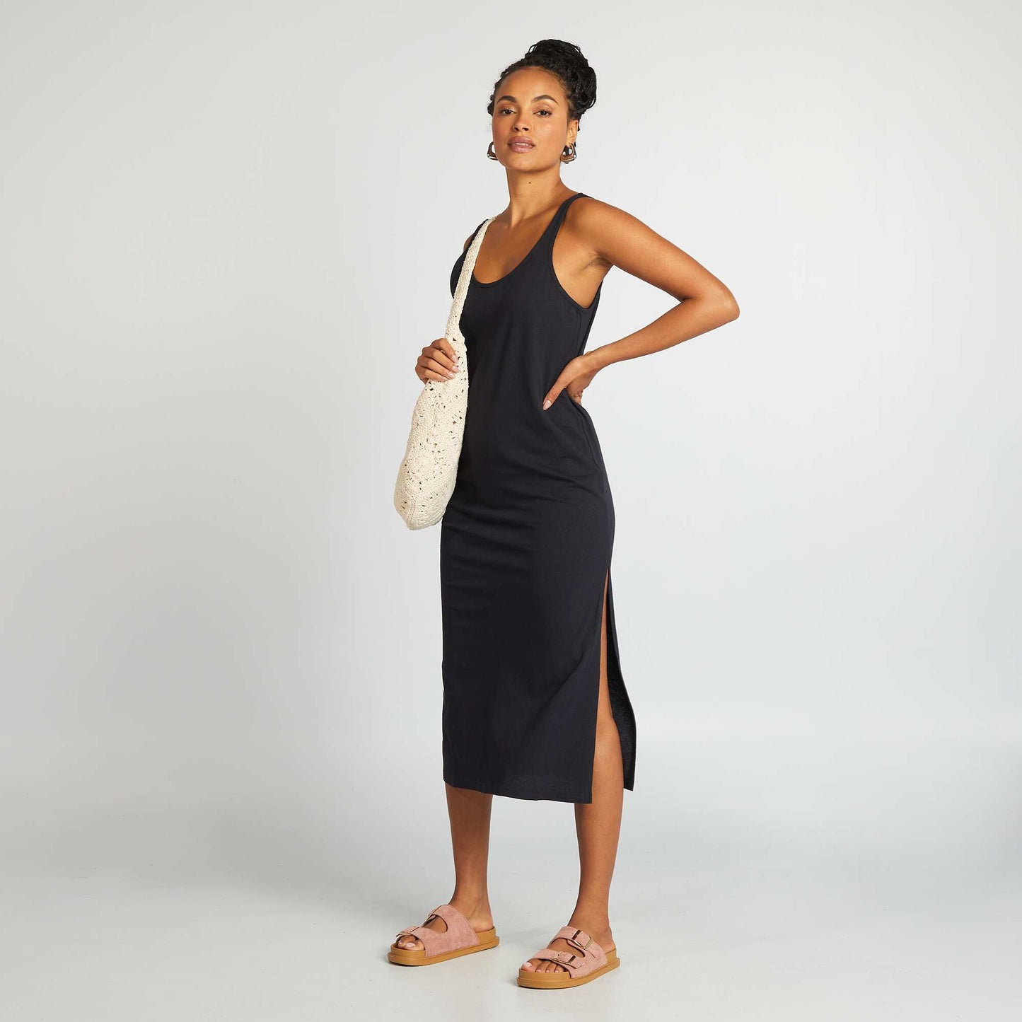 Robe longue de plage lin NOIR