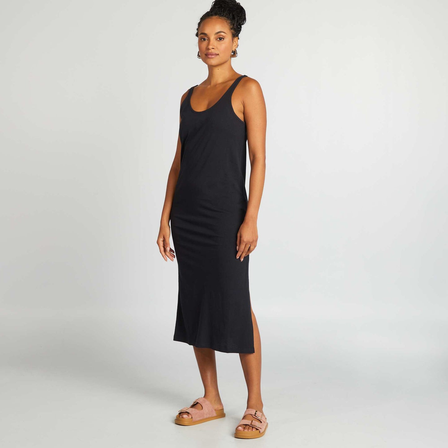 Robe longue de plage lin NOIR