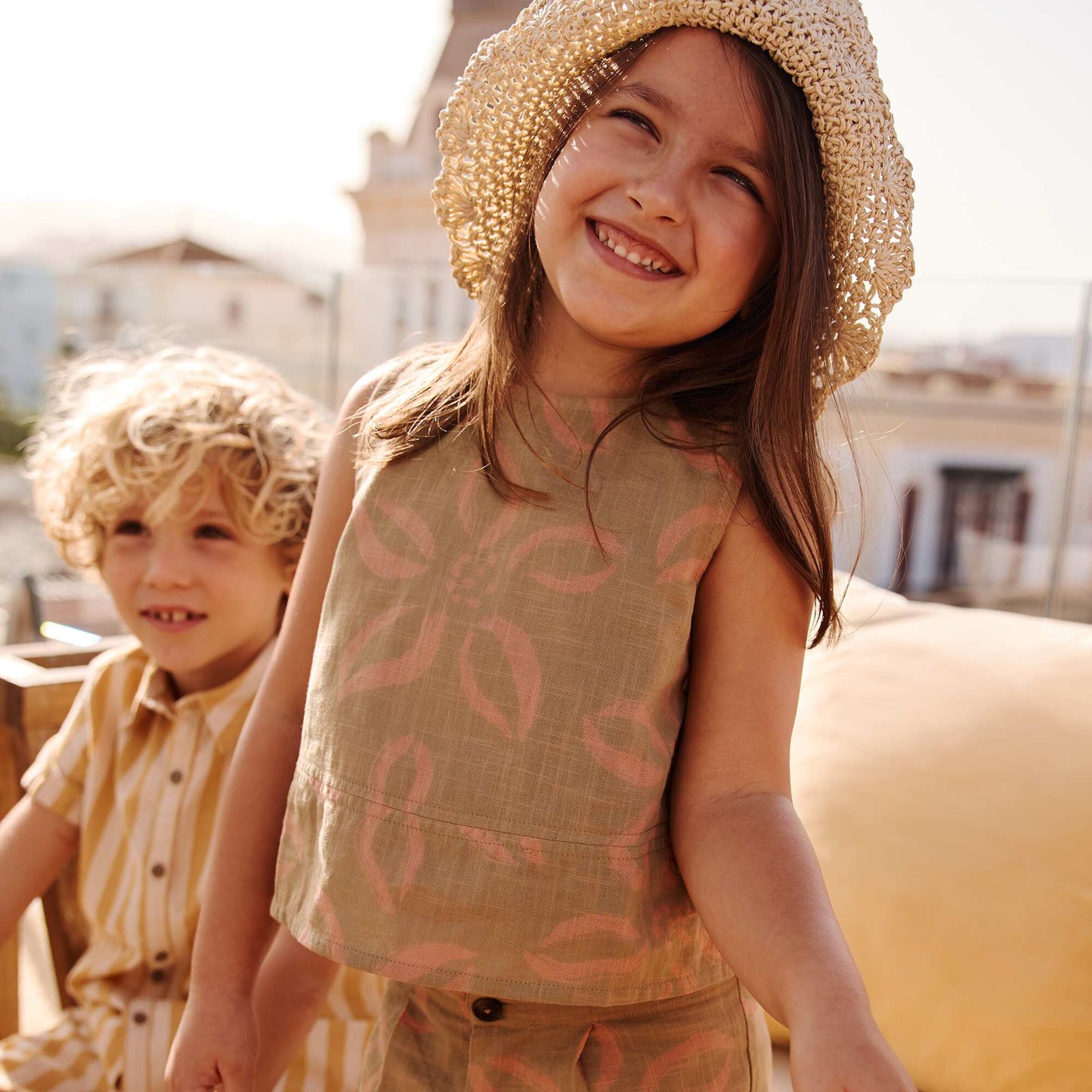 Blouse sans manches avec nœuds KAKI