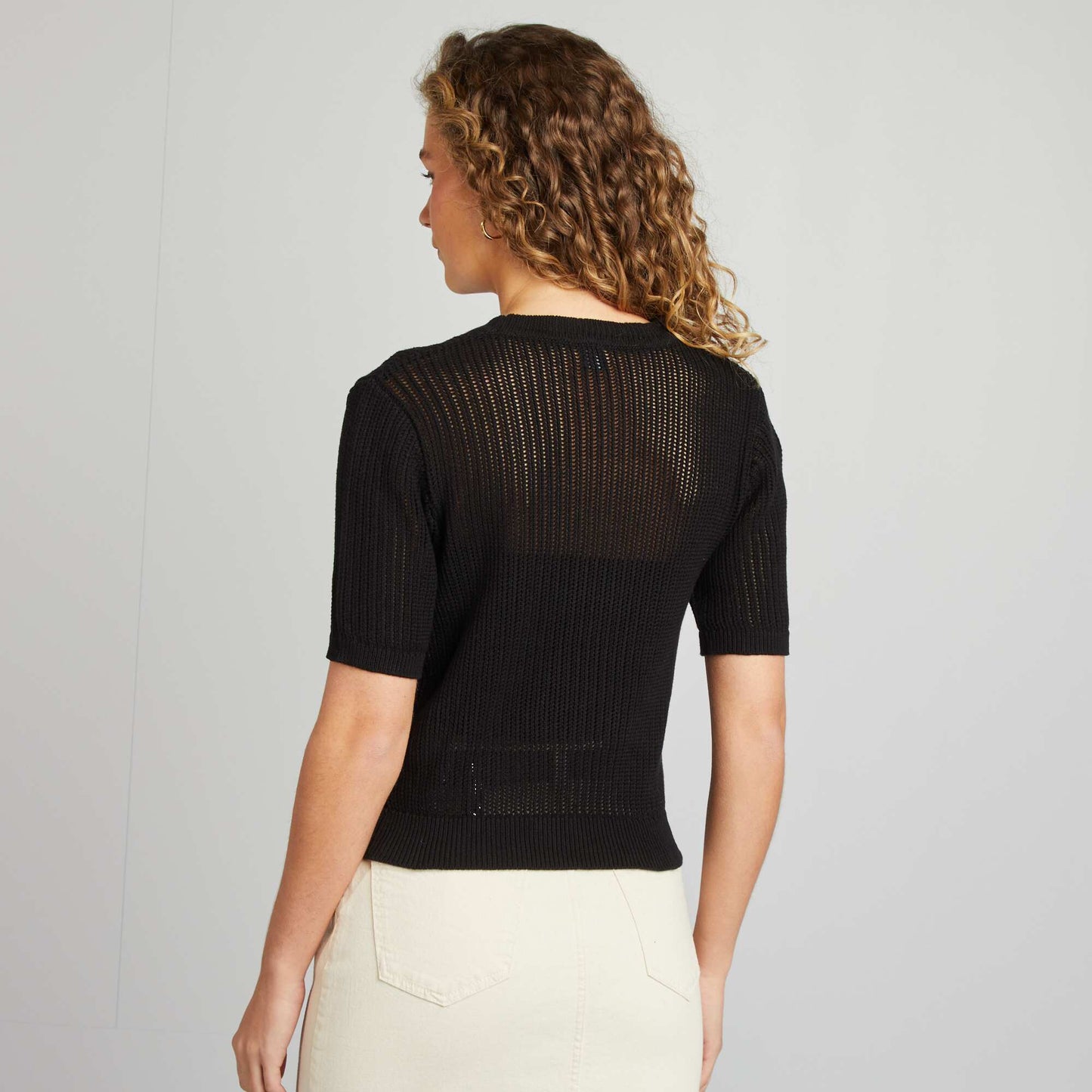 Pull en maille ajourée NOIR