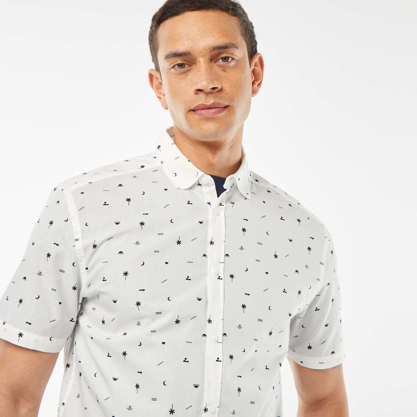 Chemise droite à manches courtes BLANC