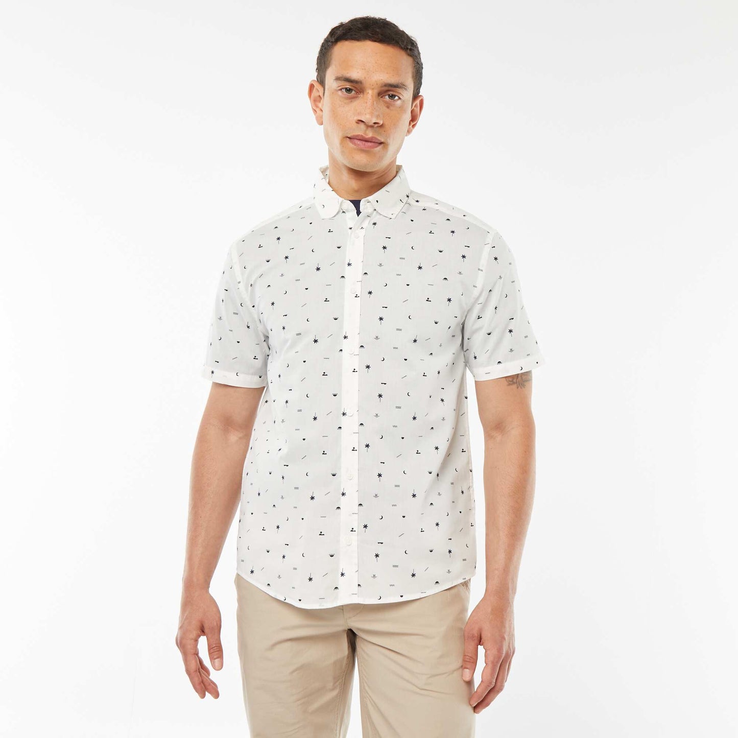 Chemise droite à manches courtes BLANC