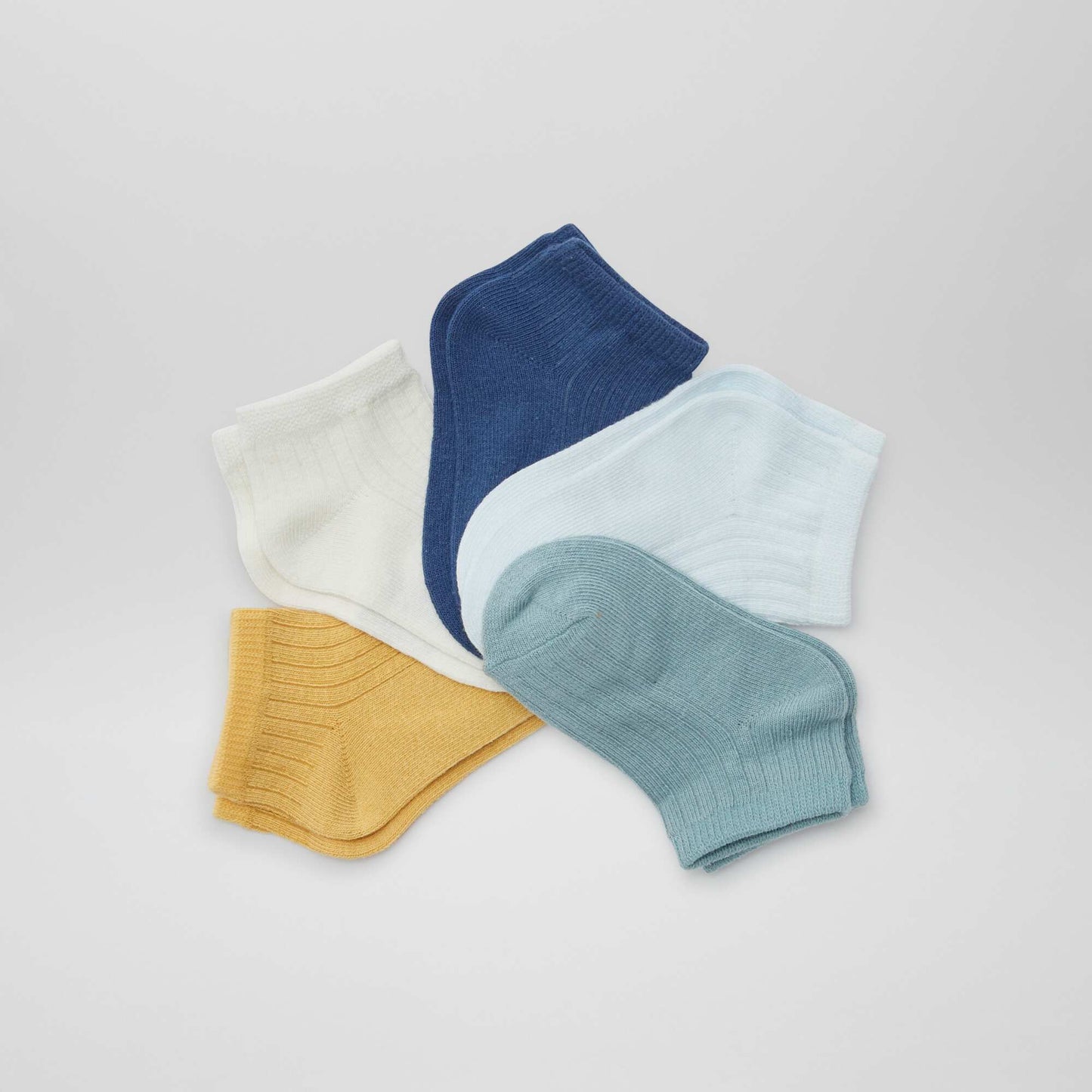 Lot de 5 paires de chaussettes invisibles BLEU/JAUNE