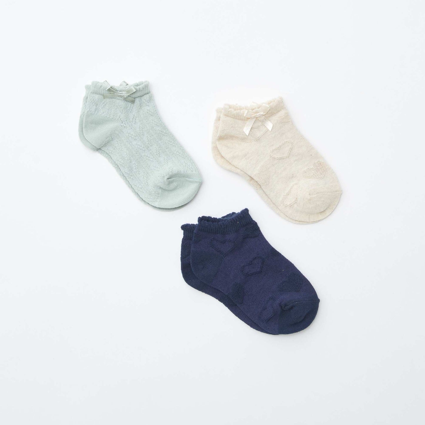 Lot de 3 paires de chaussettes socquettes en maille fantaisie ROSE