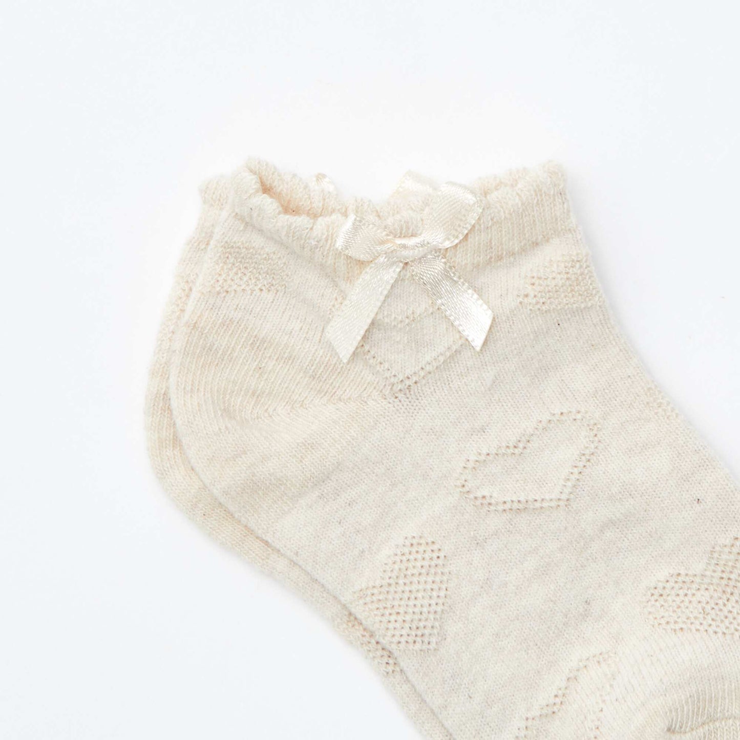 Lot de 3 paires de chaussettes socquettes en maille fantaisie ROSE