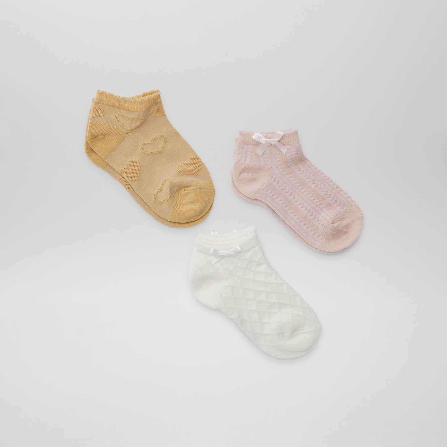 Lot de 3 paires de chaussettes socquettes en maille fantaisie BEIGE