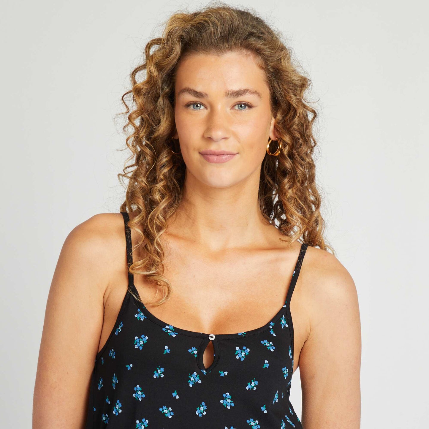 Chemise de nuit à fines bretelles NOIR