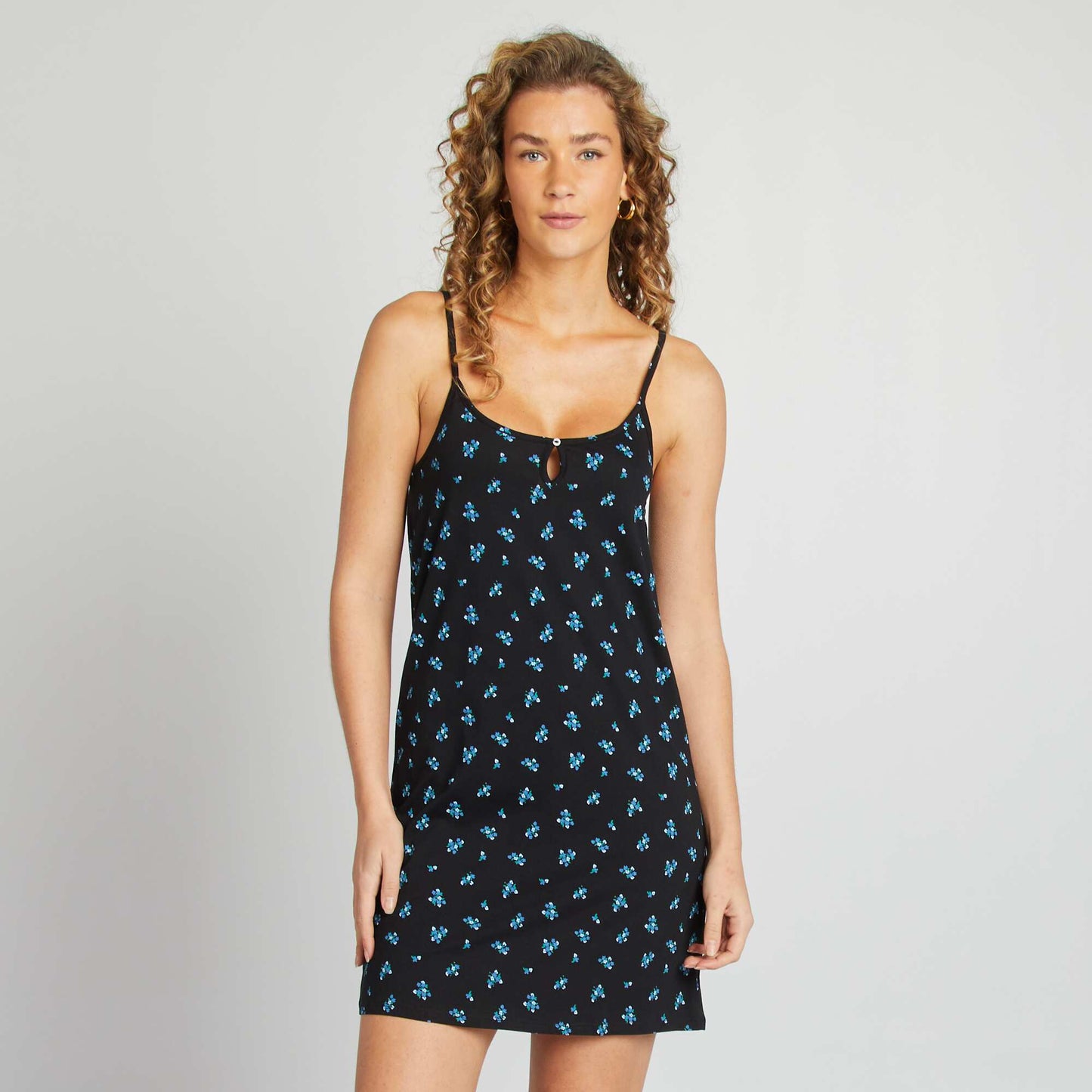 Chemise de nuit à fines bretelles NOIR
