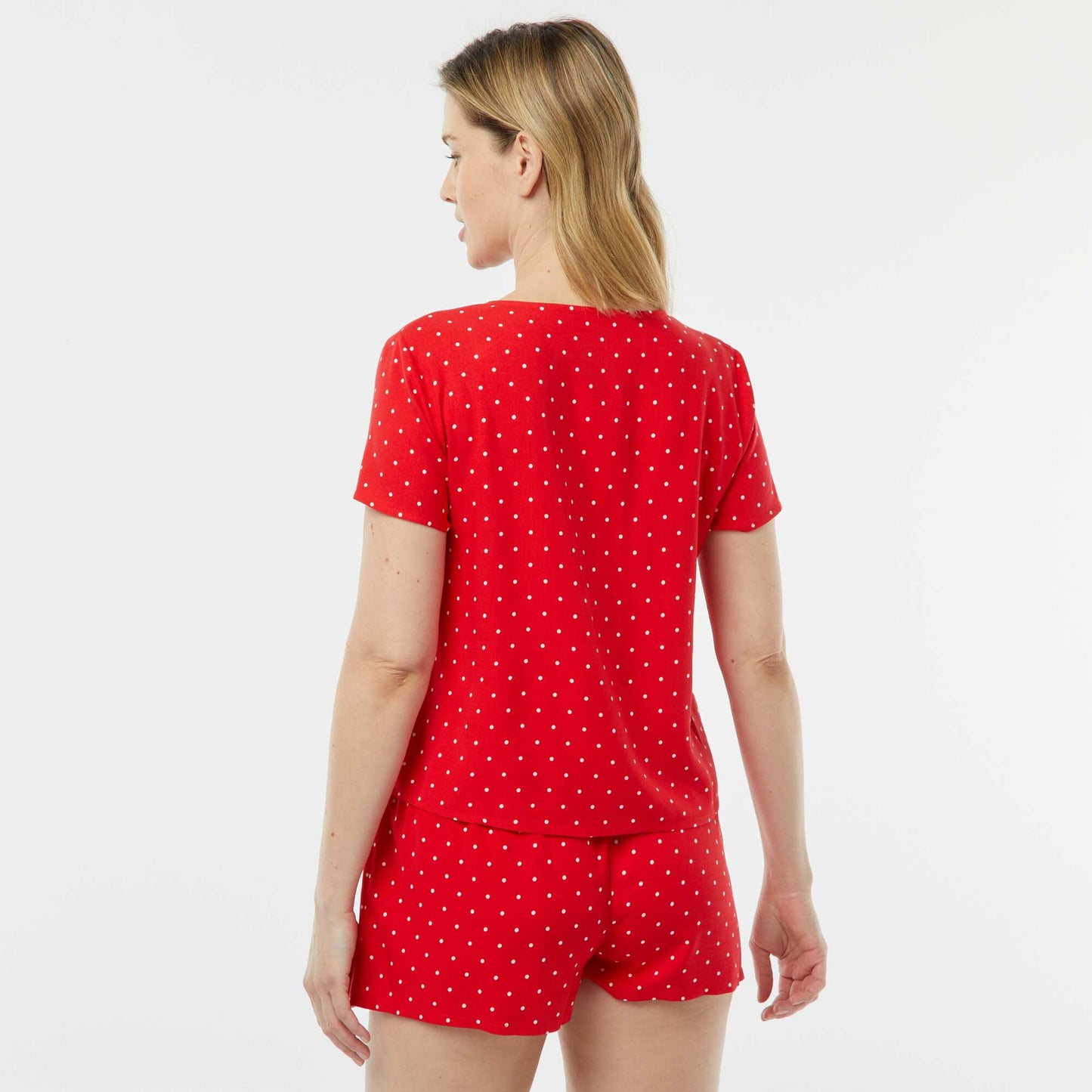 Pyjama short 2 pièces avec tee-shirt noué ROUGE