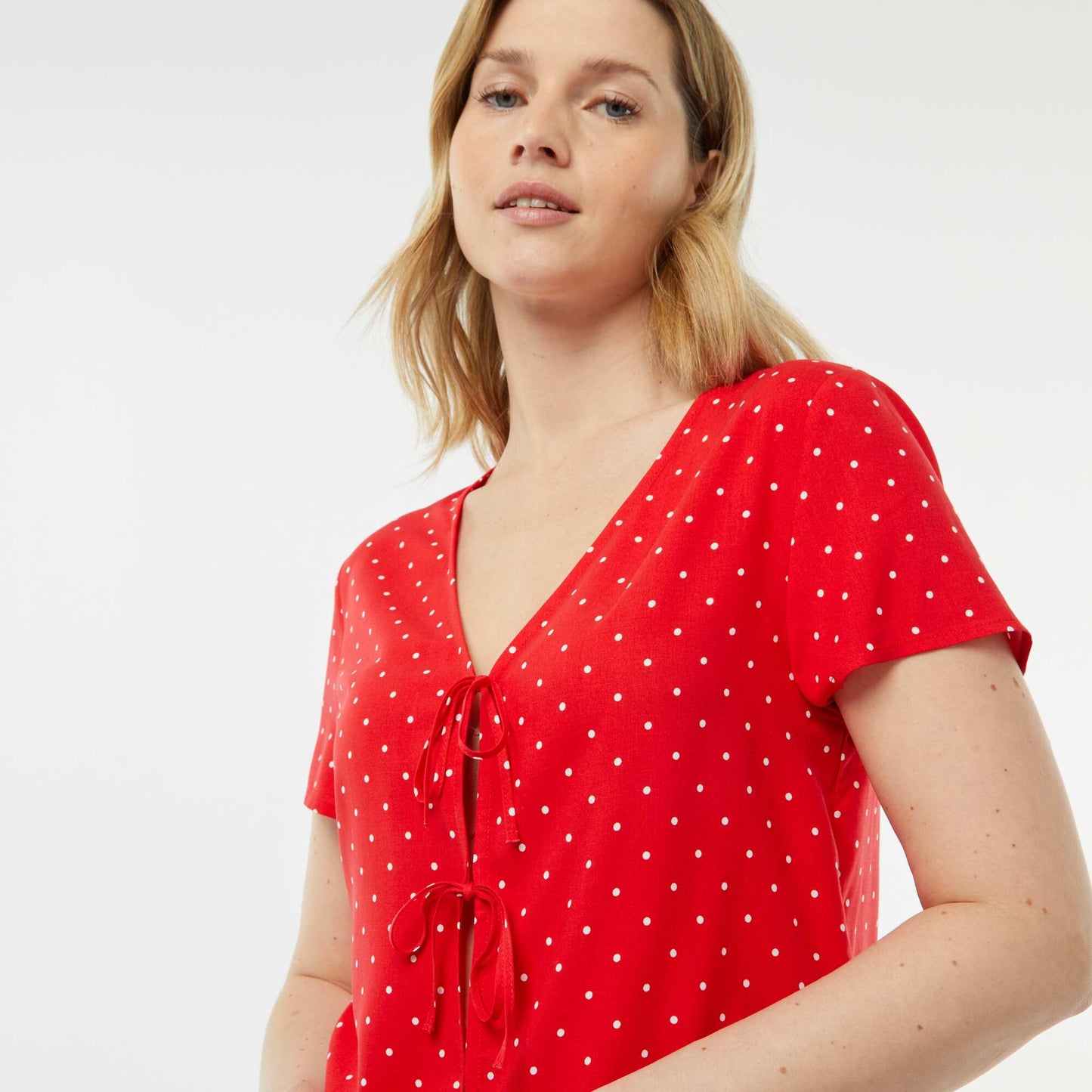 Pyjama short 2 pièces avec tee-shirt noué ROUGE