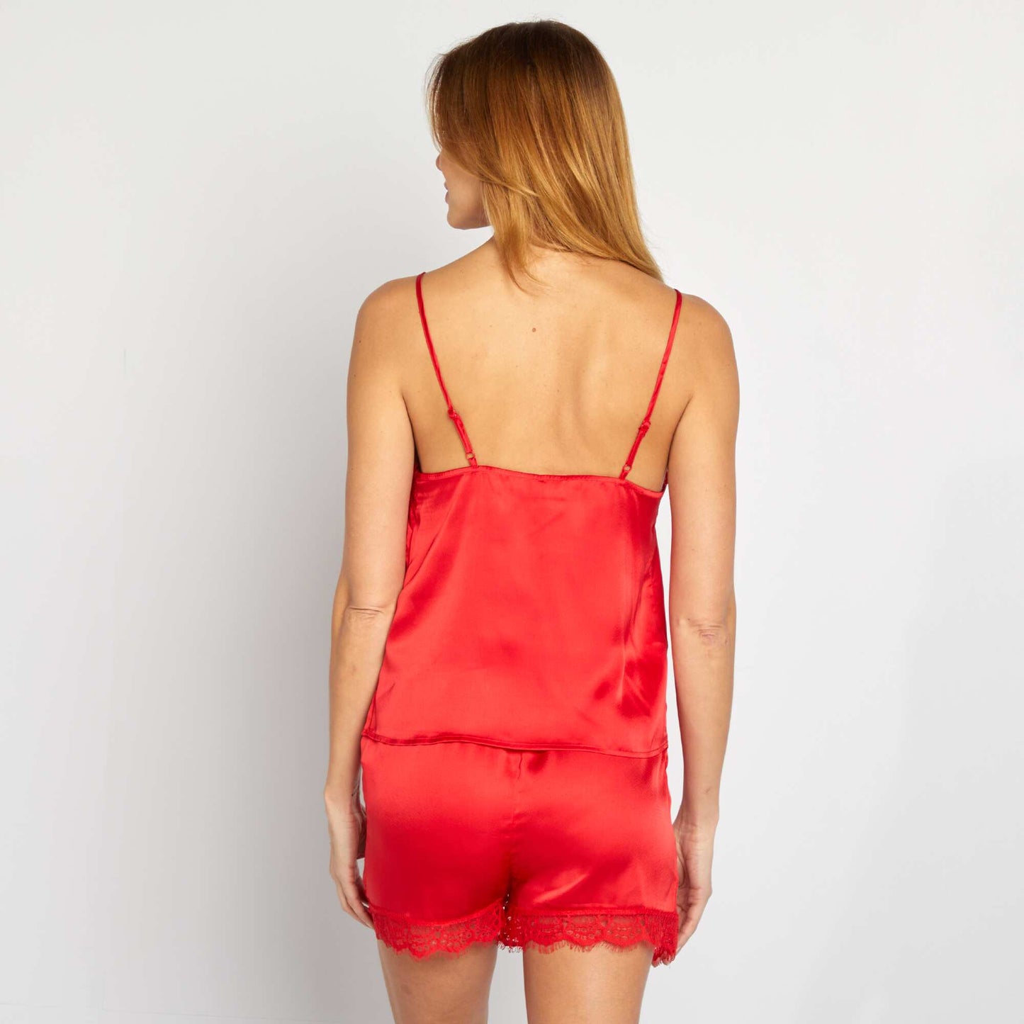 Ensemble de nuit débardeur + short en satin - 2 pièces ROUGE