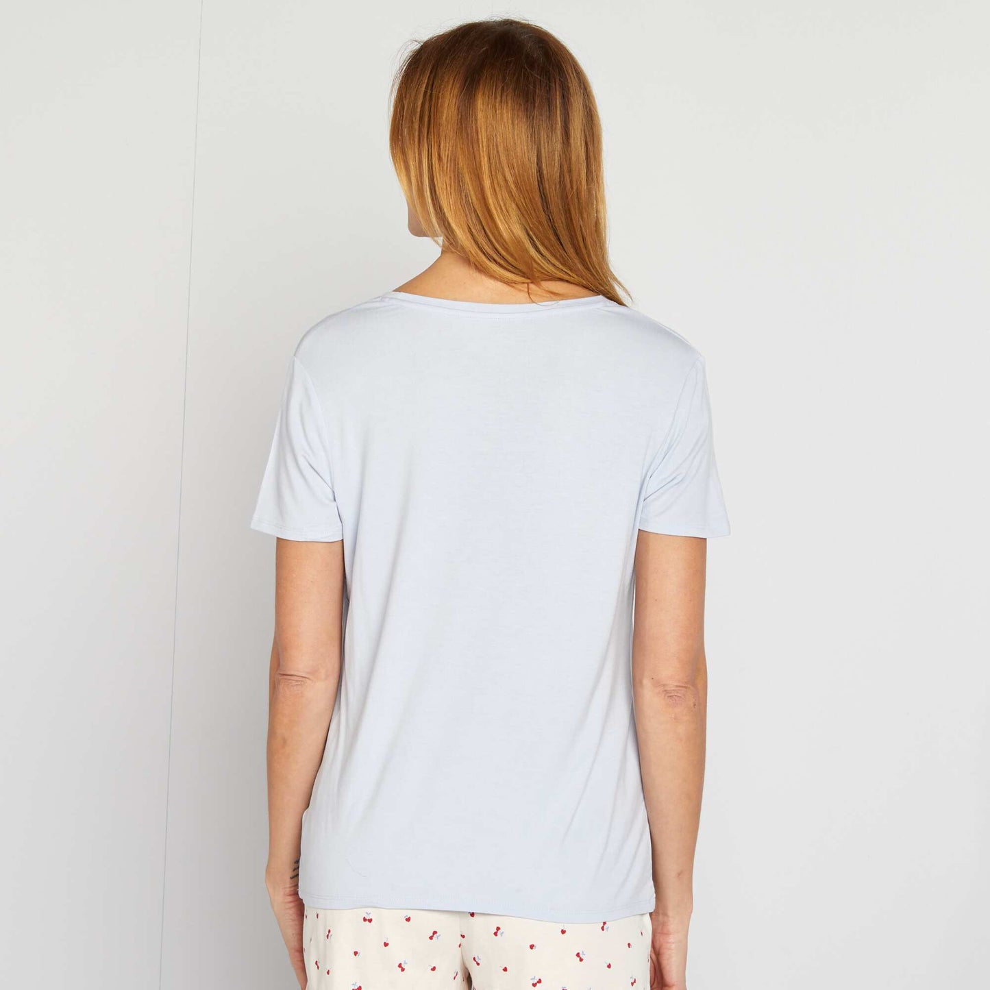 T-shirt fluide col V BLEU
