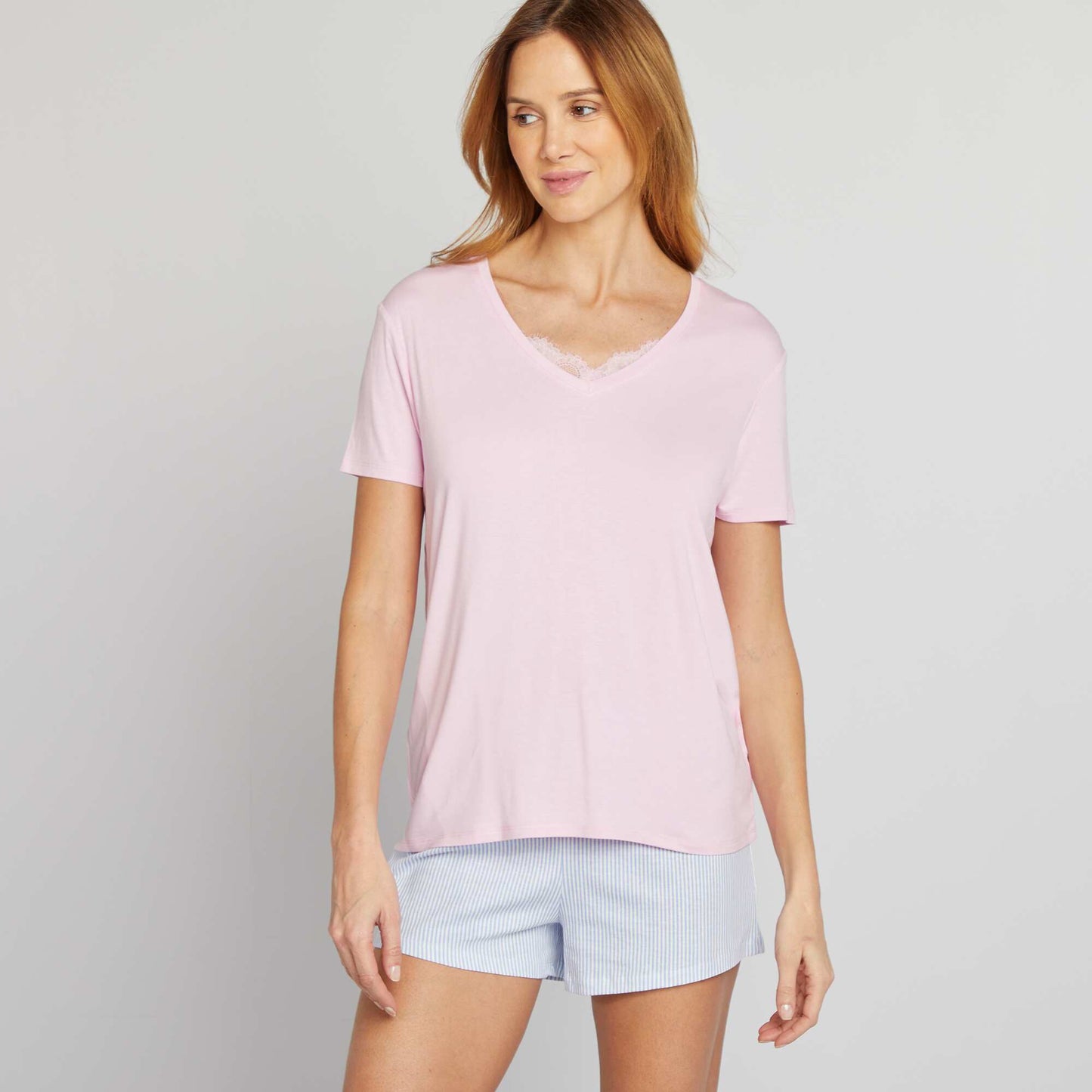 T-shirt fluide col V ROSE