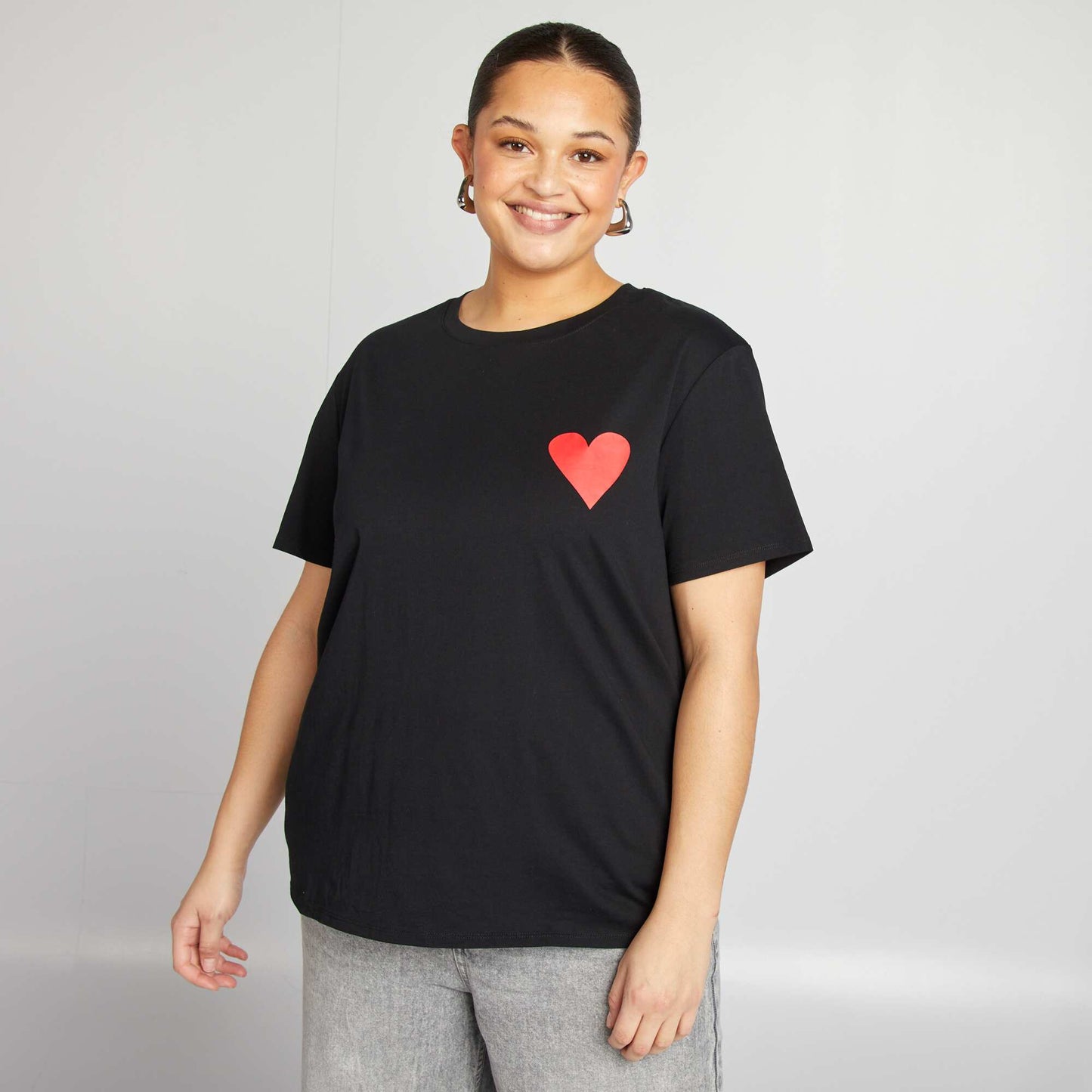 T-shirt en jersey manches courtes 'OUI' NOIR