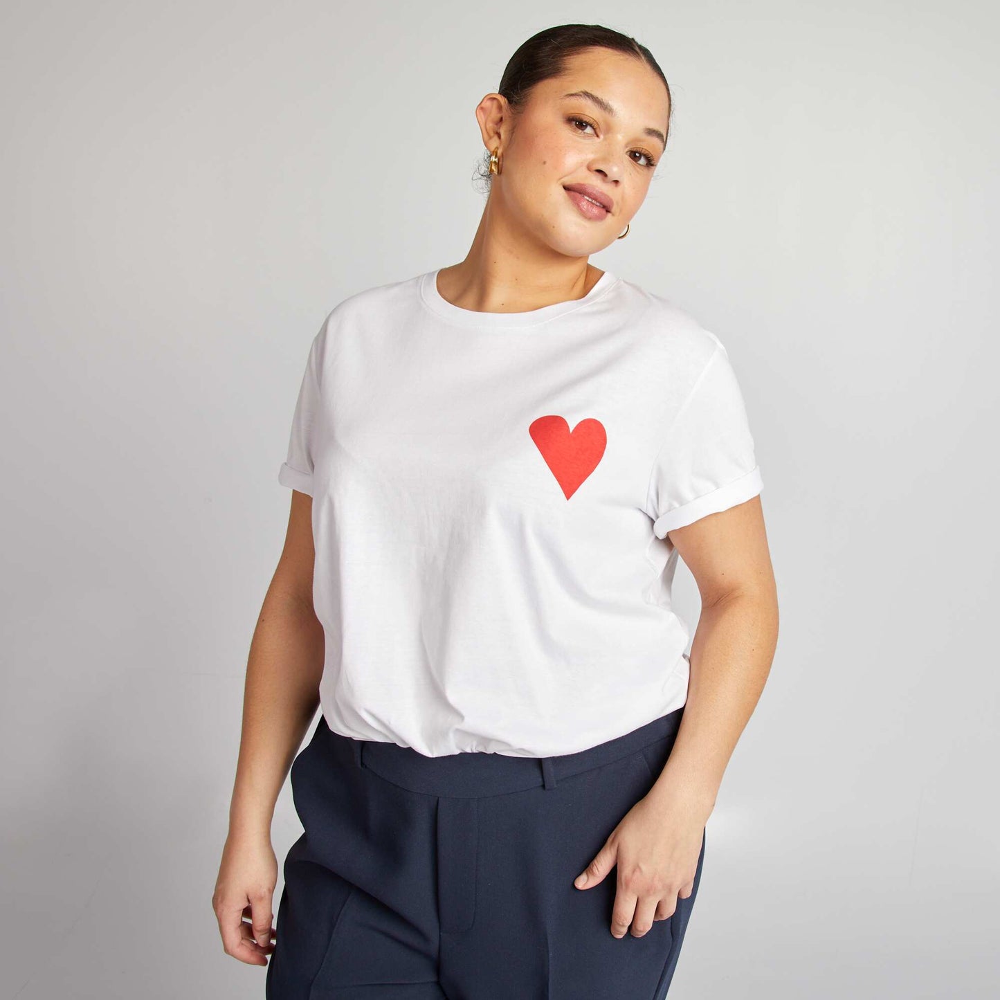 T-shirt en jersey manches courtes 'OUI' BLANC