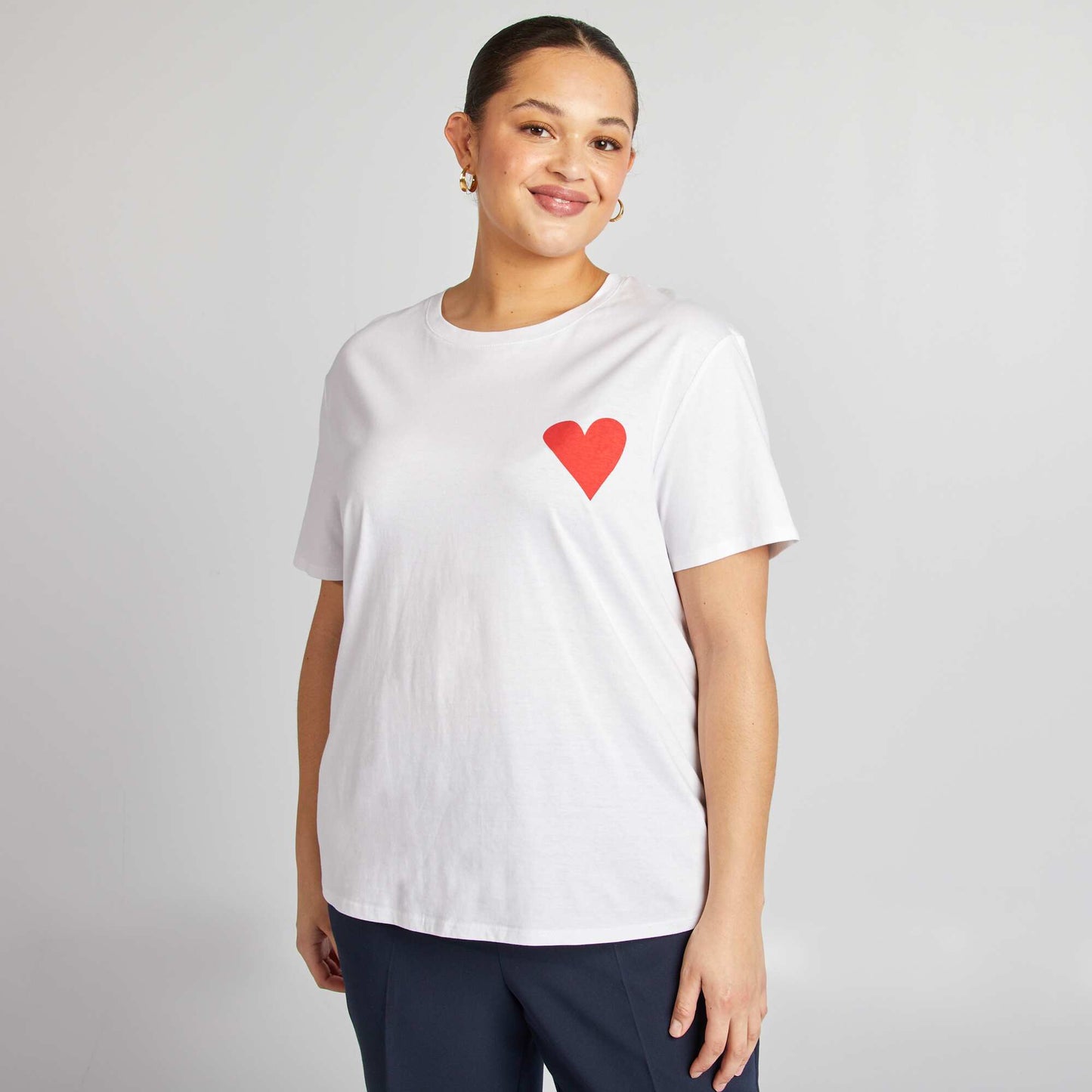 T-shirt en jersey manches courtes 'OUI' BLANC