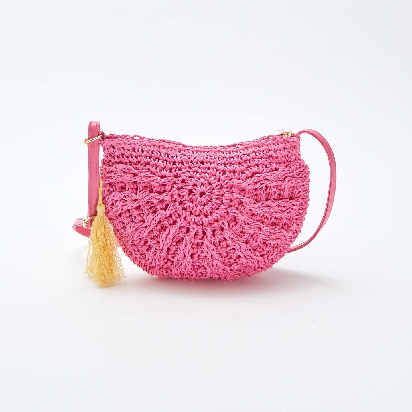 Sac bandoulière en osier tressé ROSE