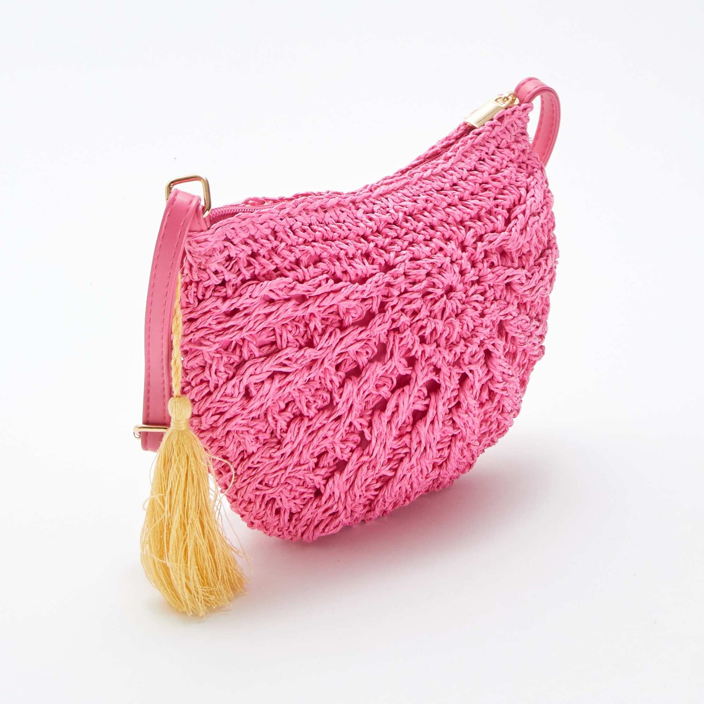 Sac bandoulière en osier tressé ROSE