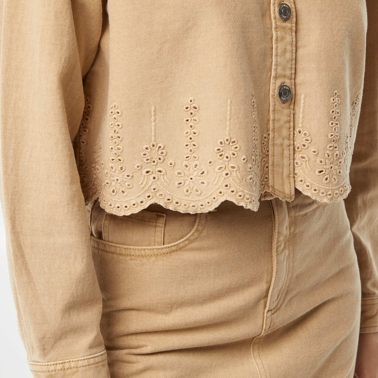 Veste en denim avec broderies MARRON