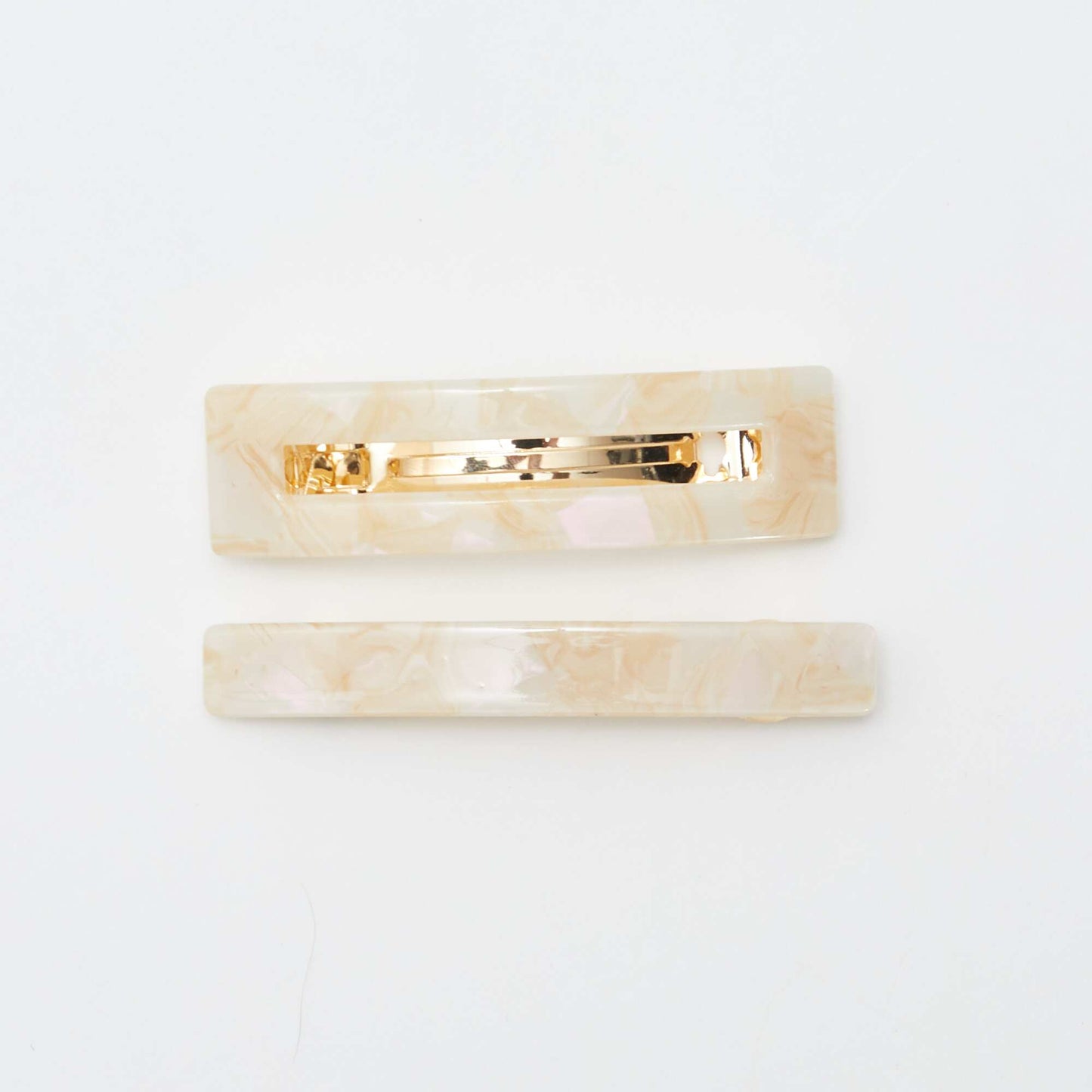 Lot de 2 barrettes effet marbré BLANC
