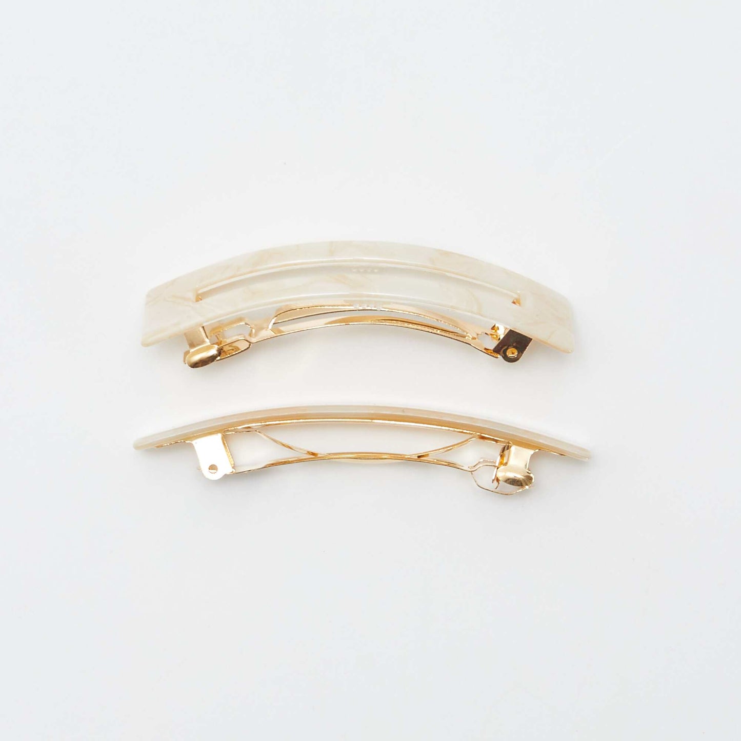 Lot de 2 barrettes effet marbré BLANC