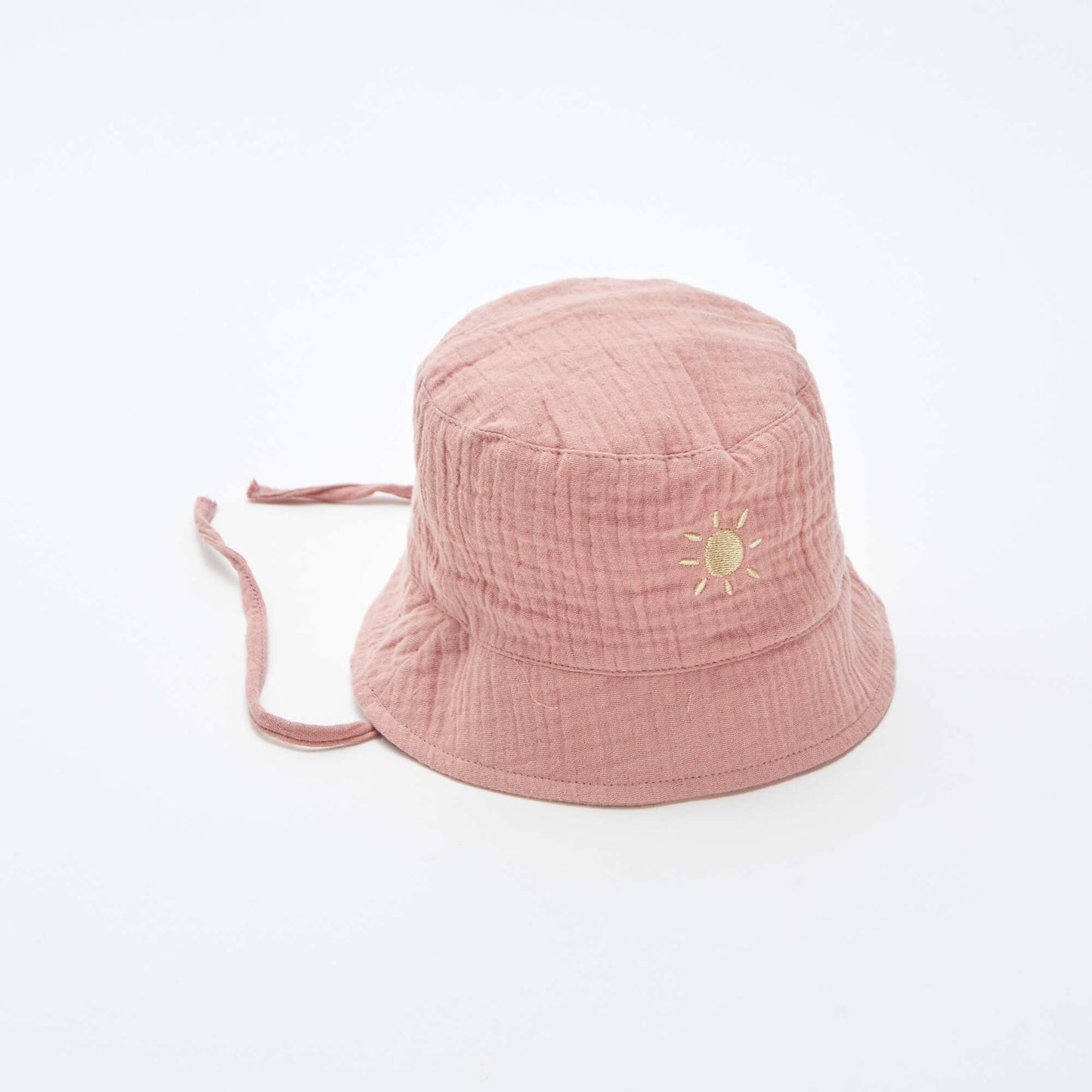 Bob en gaze de coton avec broderie soleil ROSE