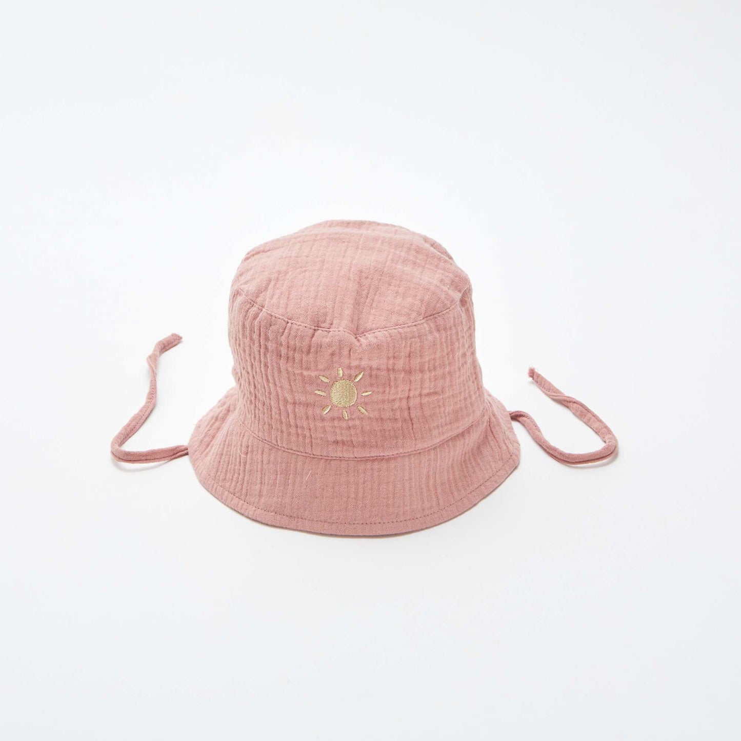 Bob en gaze de coton avec broderie soleil ROSE