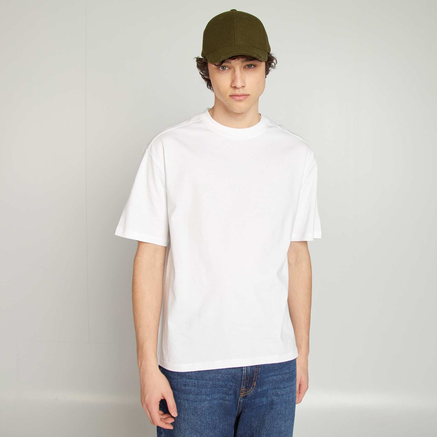 T-shirt manches courtes en maille jersey BLANC