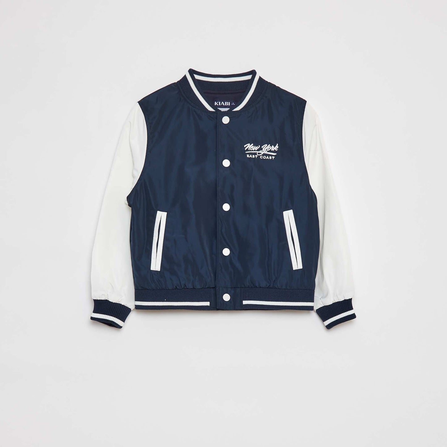 Blouson aviateur à pressions avec broderie BLEU