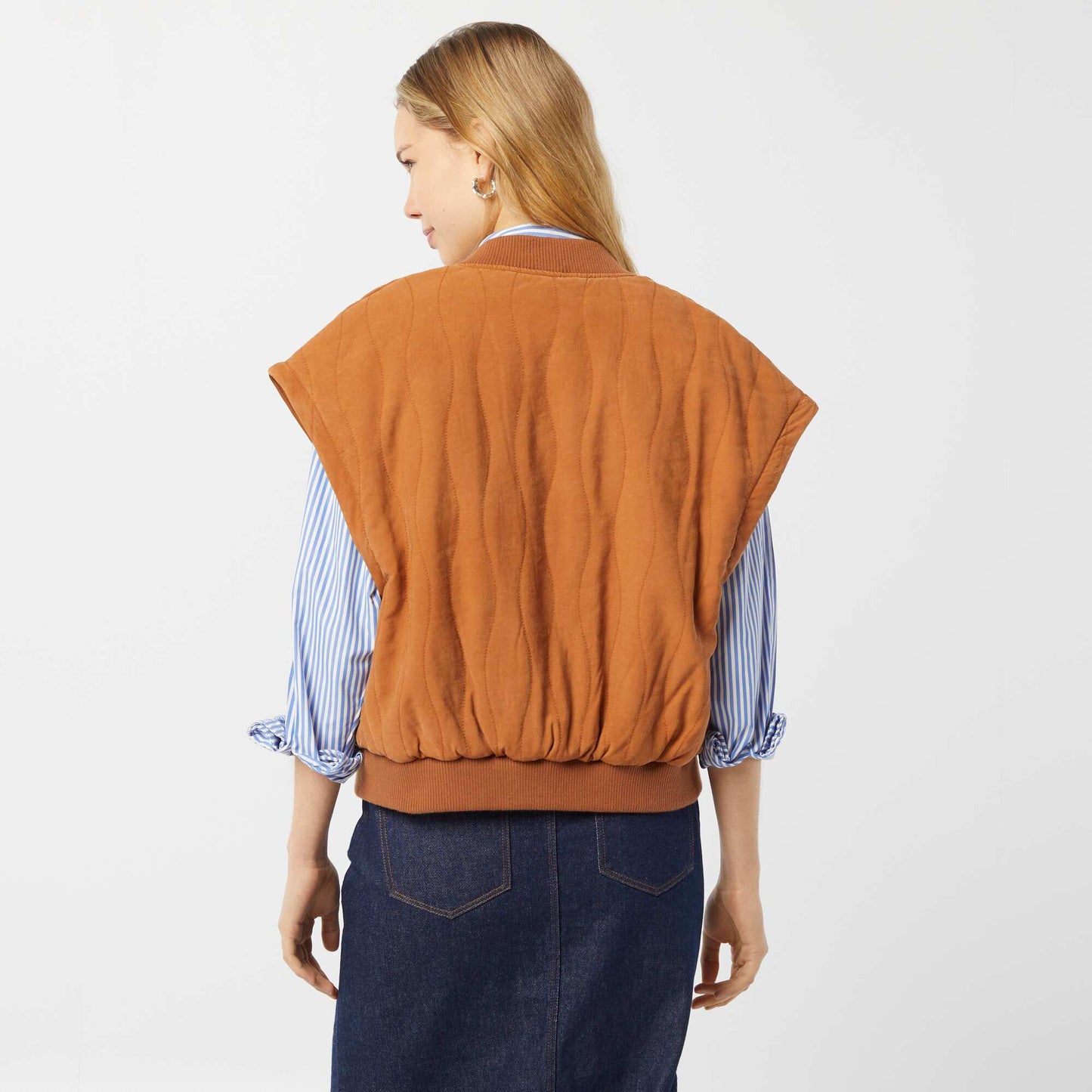 Veste matelassée 2 en 1 avec manches amovibles MARRON