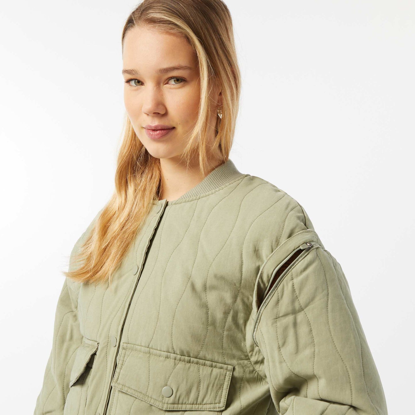 Veste matelassée 2 en 1 avec manches amovibles KAKI