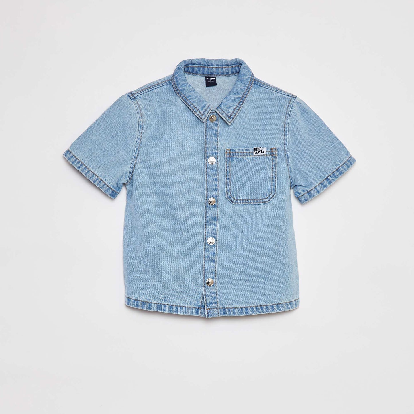 Chemise en denim à manches courtes BLEU