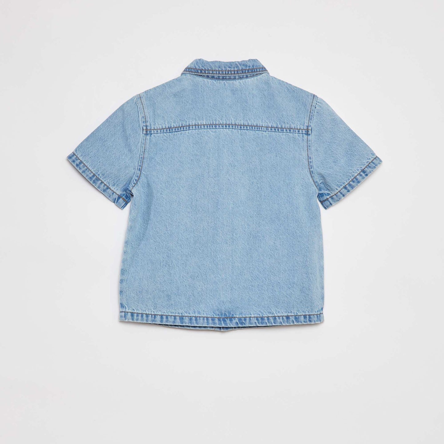 Chemise en denim à manches courtes BLEU