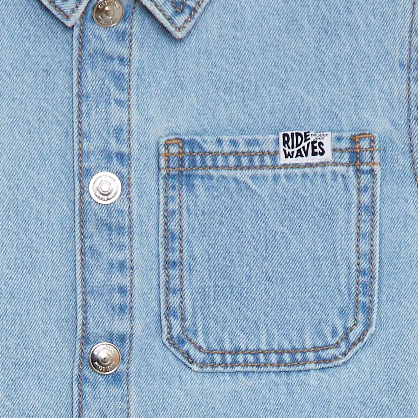 Chemise en denim à manches courtes BLEU
