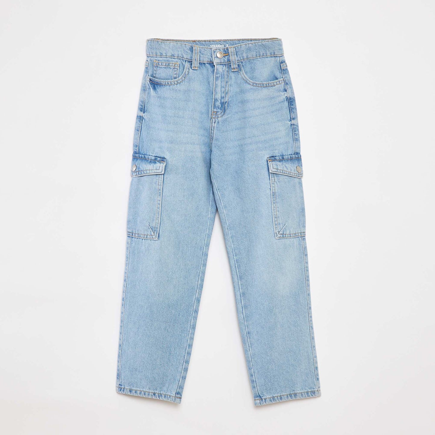 Pantalon en jean avec poches à rabat BLEU